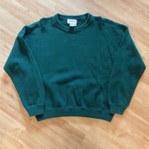 Vintage Eddie Bauer Green Cotton Crewneck Sweater XL 90s Y2K